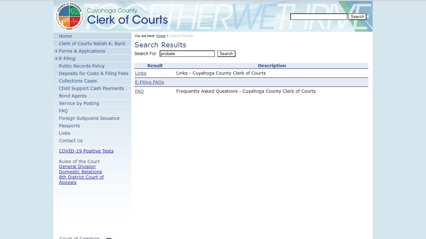 Search Results - Cuyahoga County Clerk of Courts